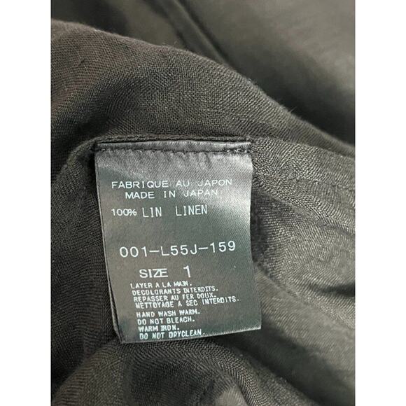 ARTS & SCIENCE Sz 1 Black Linen Oversize Ethnic Gathered Wrap Dress NWT Japan - Picture 4 of 12